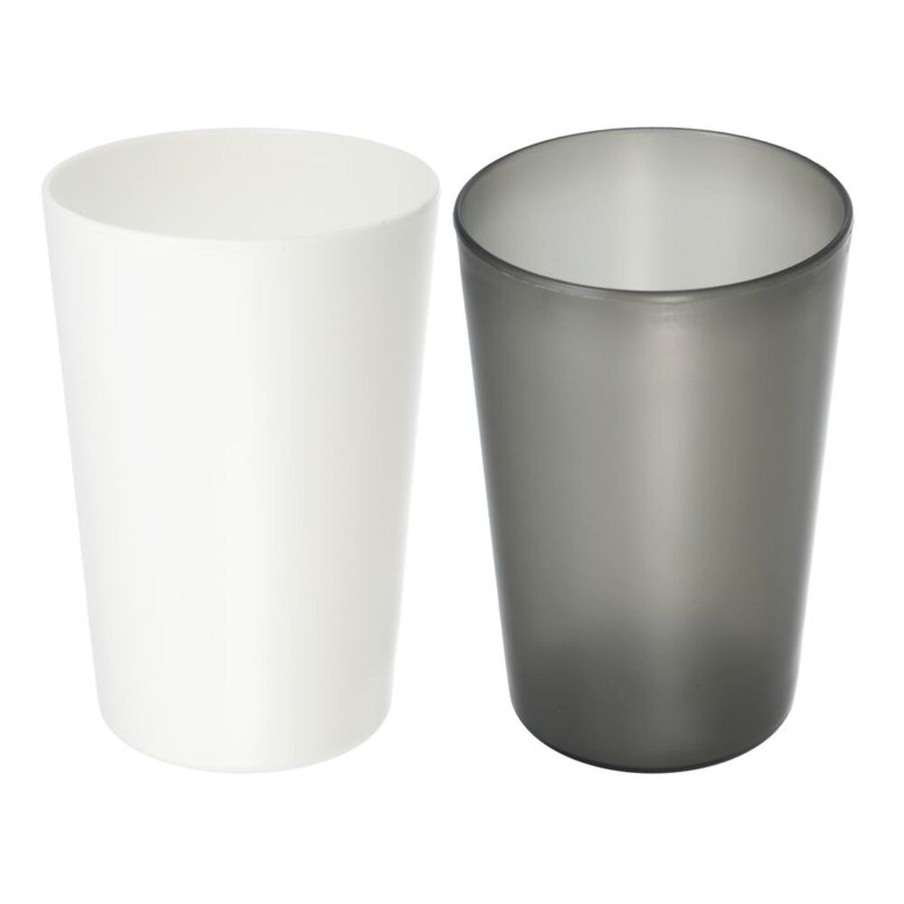 2pcs Bathroom Kitchen PP Toothbrush Tumblers White Black 4.52''x3.03''